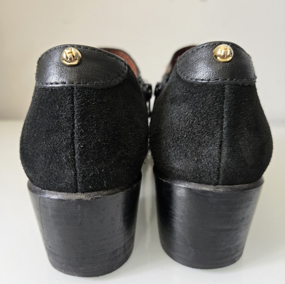 HISPANITAS Leather/Patent Leather/ Fur Black/Leopard Print Block Heel Shoes.40 - Picture 7 of 12